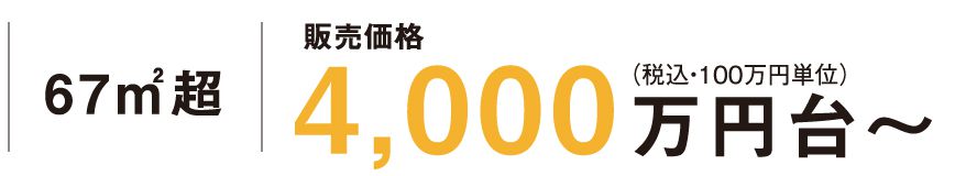 67㎡超販売価格4,000万円台〜